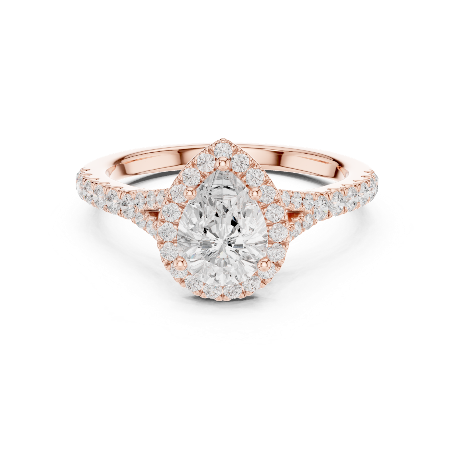 Gold Ring DDLR-043, Pear center stone, Rose Gold, view 4