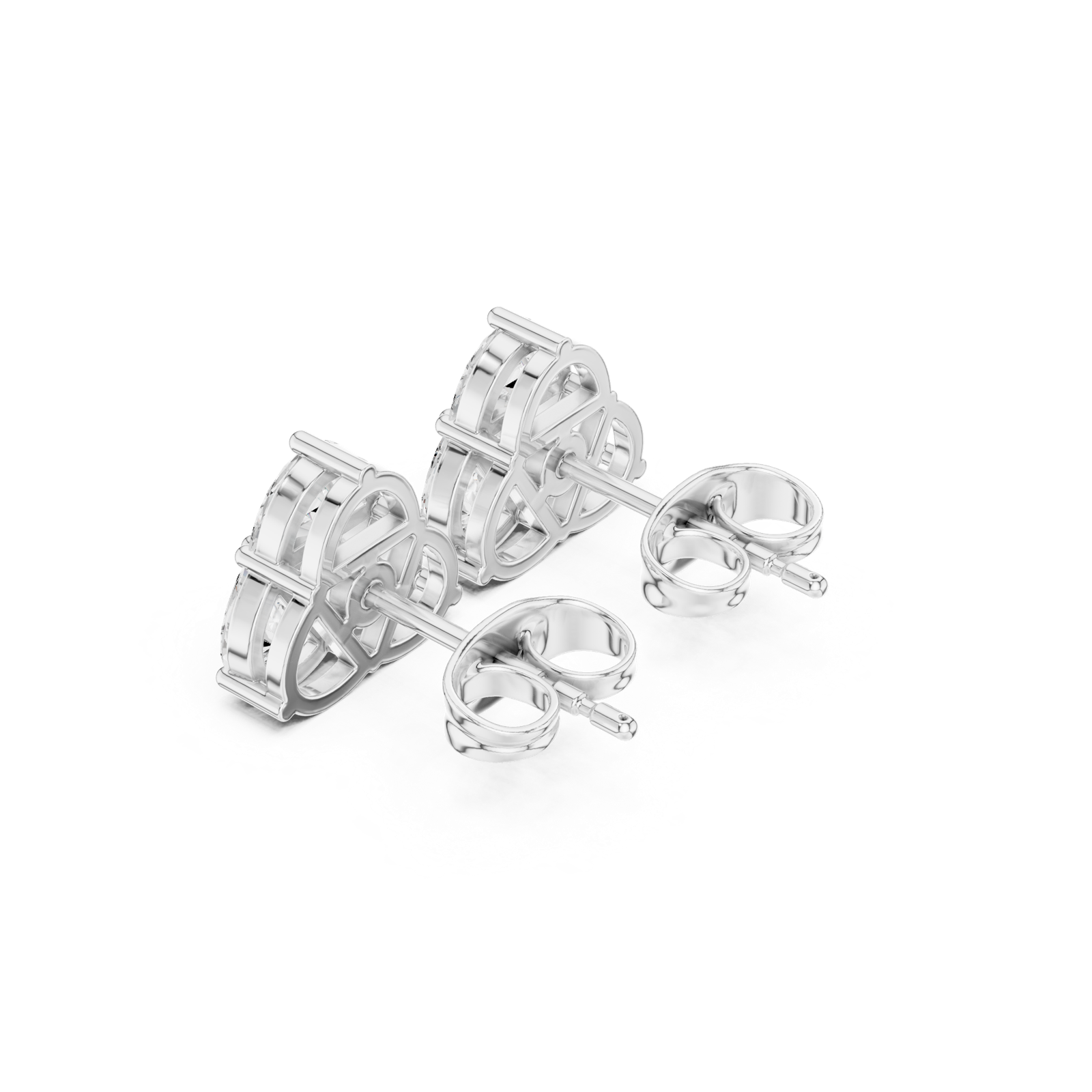 Gold Earrings APS-02-E, White Gold, view 2