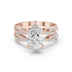 Gold Ring DDLR-300, Pear center stone, Rose Gold