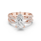 Gold Ring DDLR-300, Pear center stone, Rose Gold