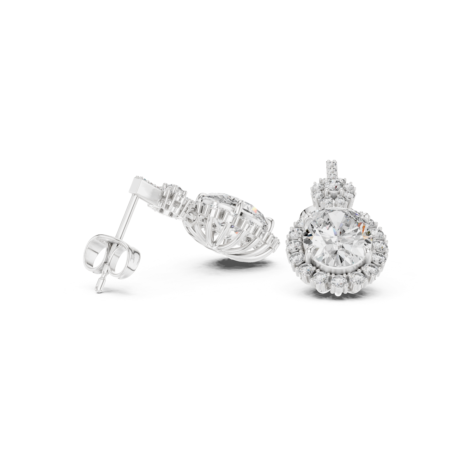 Gold Earrings 3-10016E_136, White Gold, view 1