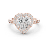 Gold Ring DDLR-349, Heart center stone, Rose Gold
