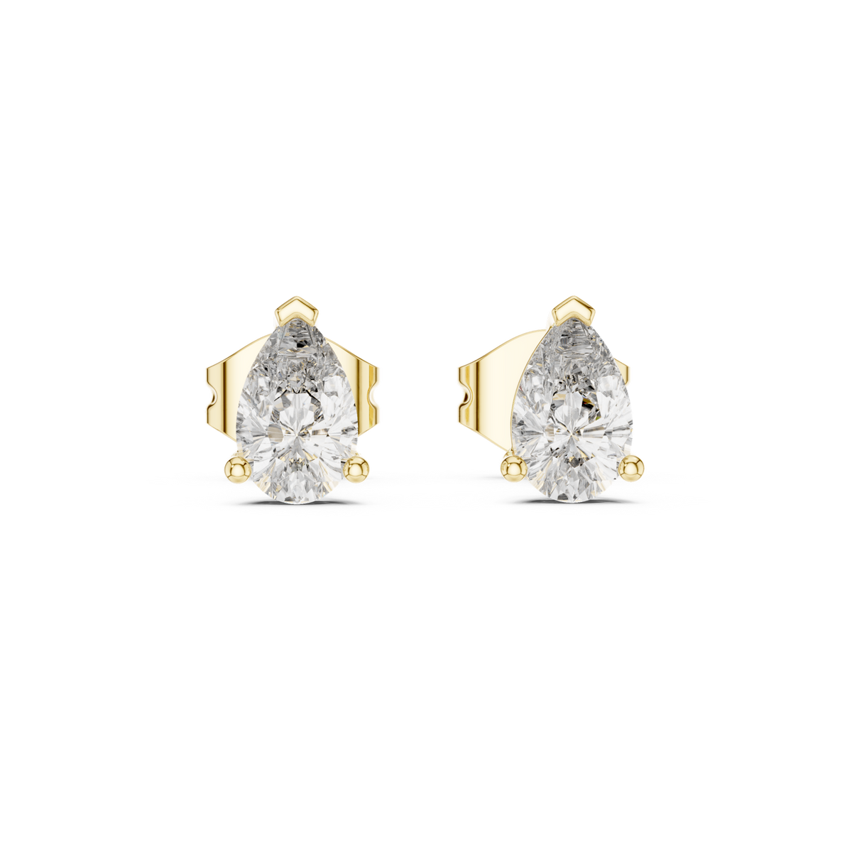14K Solid Gold Lab Diamond Stud Earrings, Yellow Gold