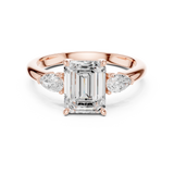 Gold Ring DDLR-035, Emerald center stone, Rose Gold, view 4