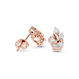 14K Solid Gold Lab Diamond Leaf Huggie Earrings, Rose Gold, view 1