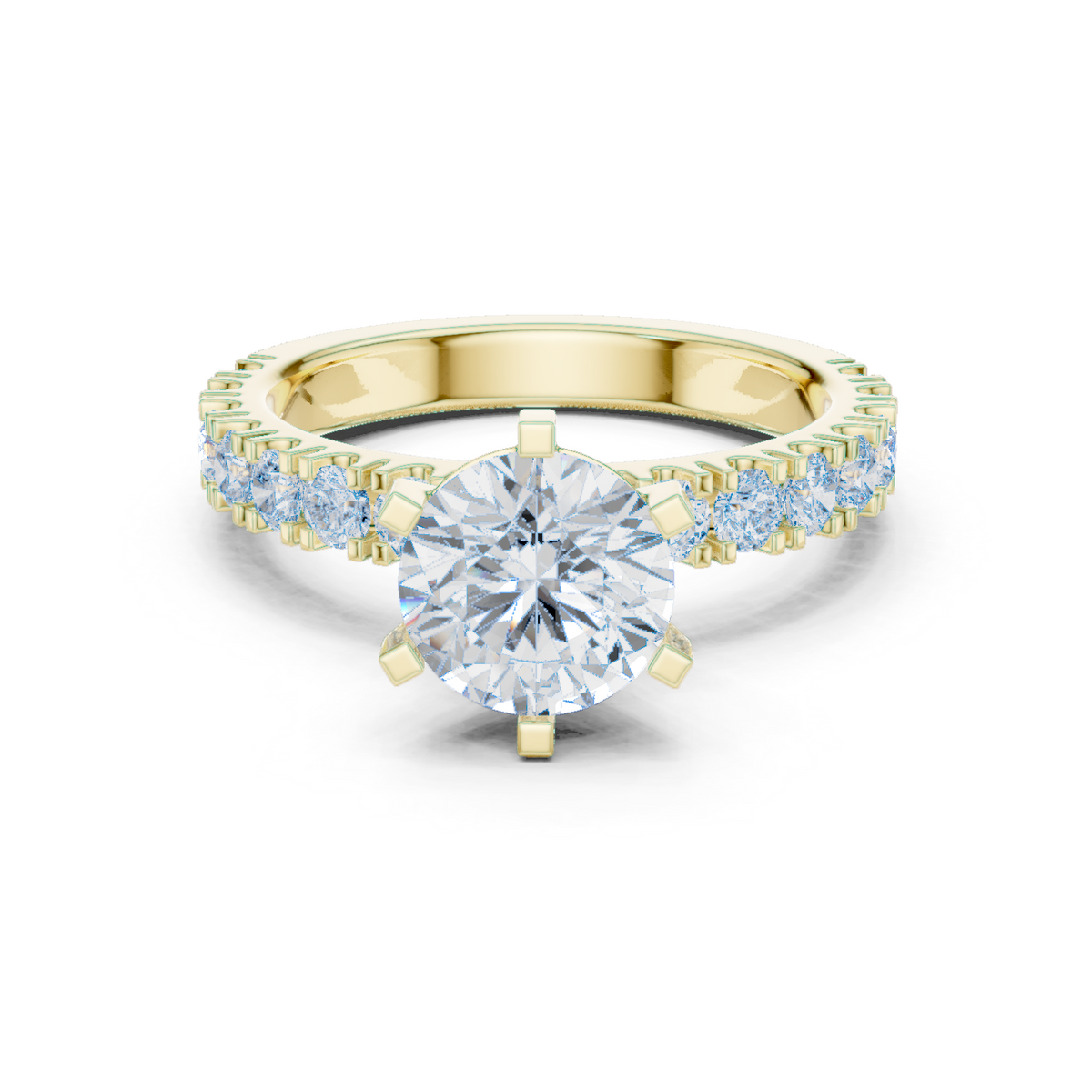 14K Solid Gold Lab Diamond Solitaire Ring, Yellow Gold