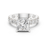 Gold Jewelry L35-63, Princess center stone, White Gold