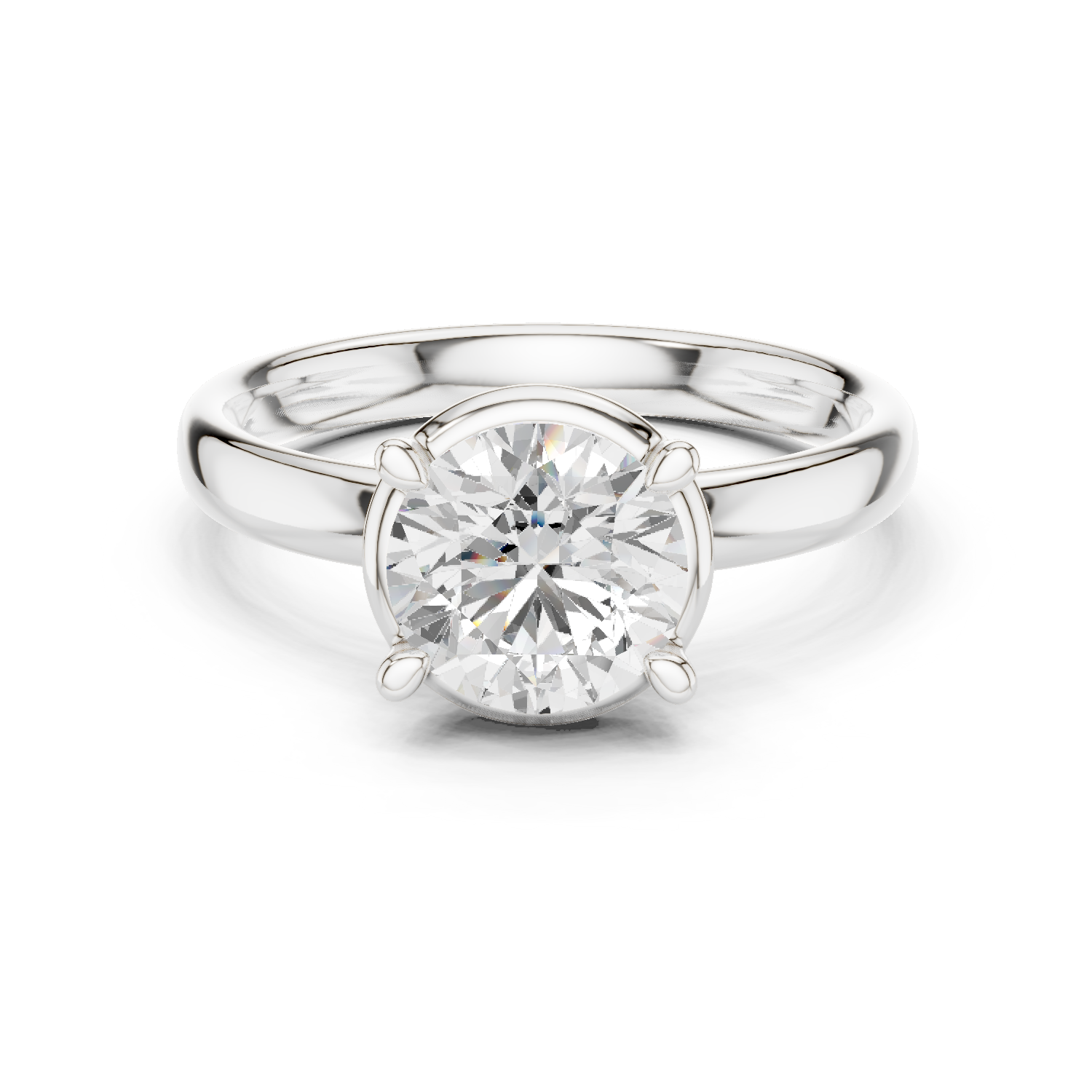 Gold Jewelry L36-10, Round center stone, White Gold