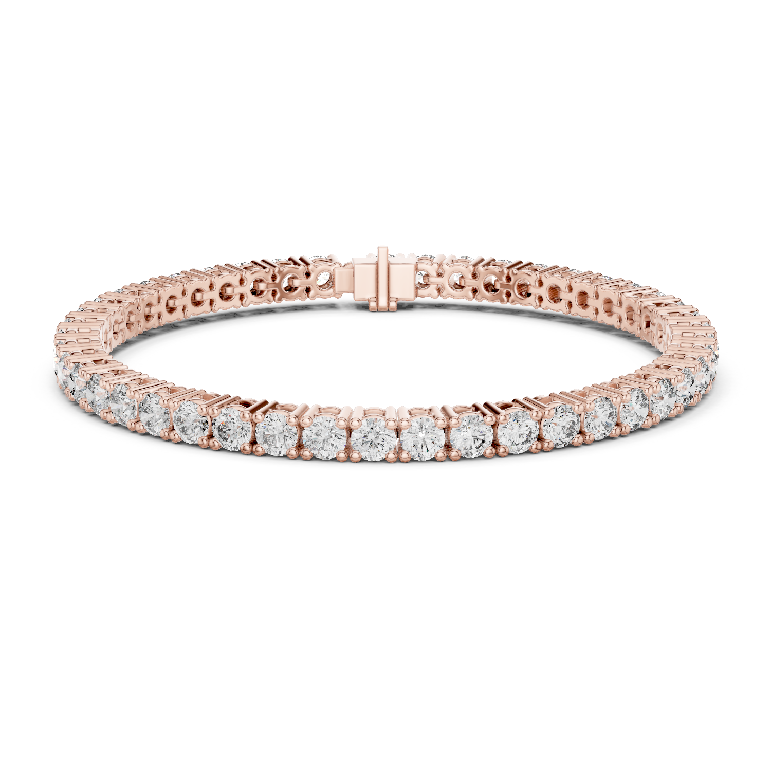 14K Solid Gold Lab Diamond Bracelet, Rose Gold
