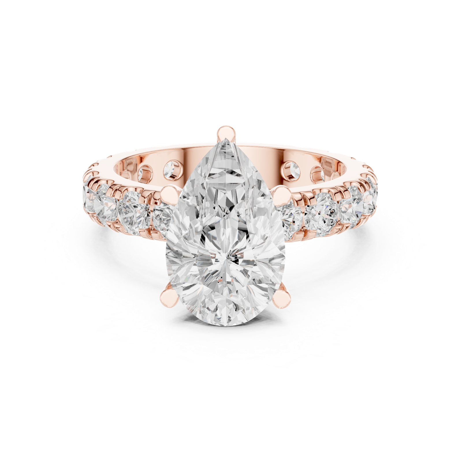 Gold Jewelry L35-63, Pear center stone, Rose Gold, view 4