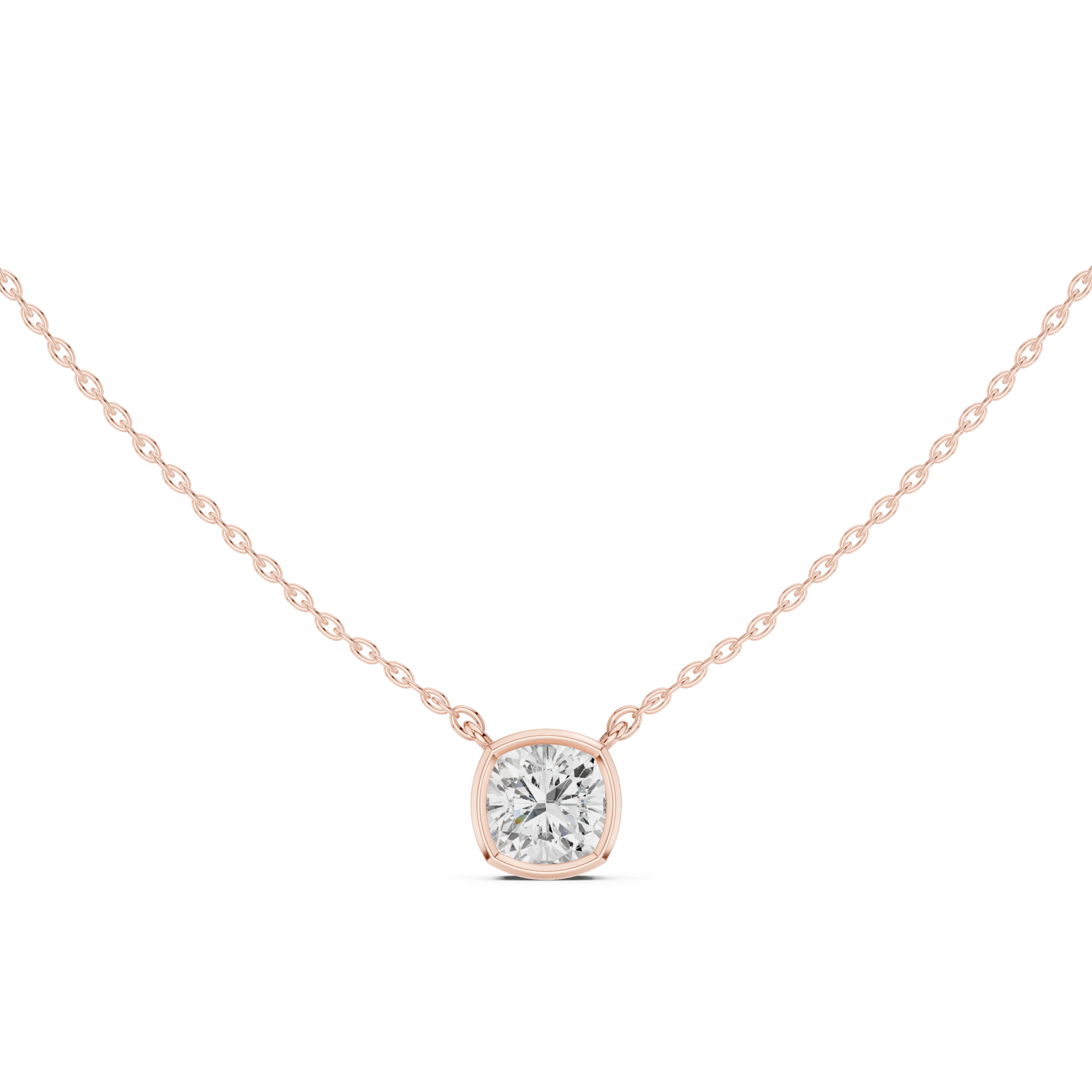 Gold Jewelry, Cushion center stone, Rose Gold, view 4