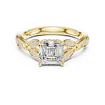 Gold Ring DDLR-257, Asscher center stone, Yellow Gold, view 4