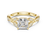 Gold Ring DDLR-257, Asscher center stone, Yellow Gold, view 4