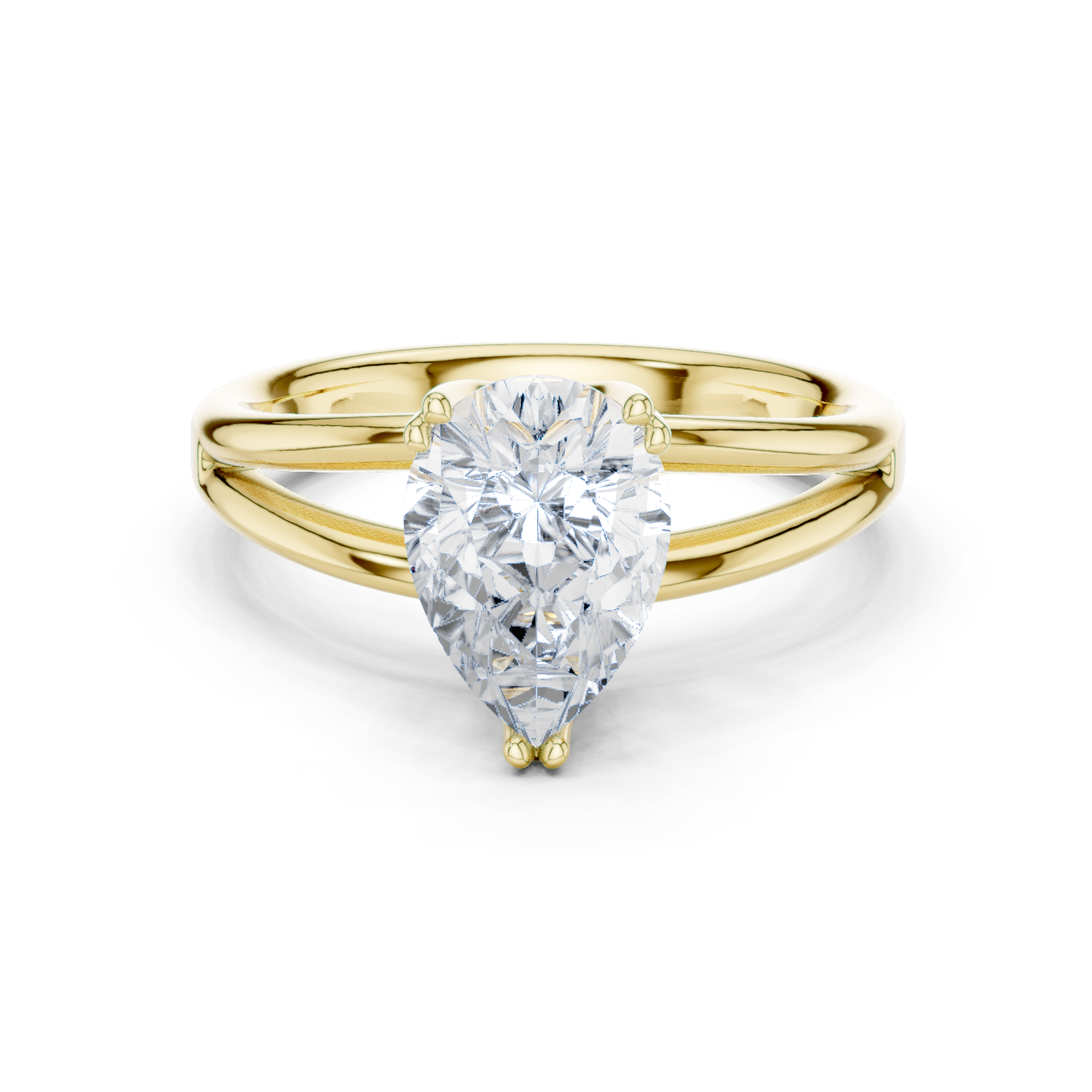 Gold Jewelry L36-7, Pear center stone, Yellow Gold