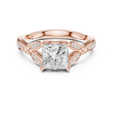 Gold Ring DDLR-257, Princess center stone, Rose Gold, view 4