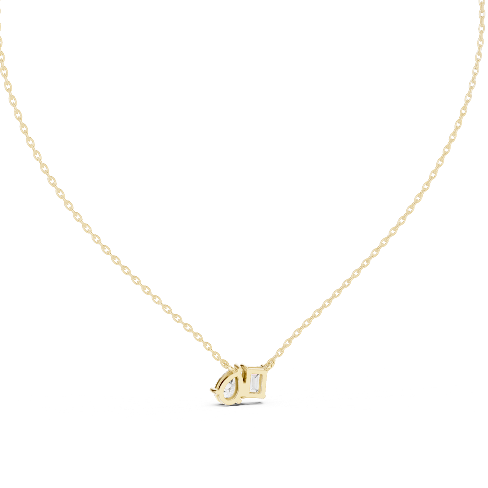 14K Solid Gold Lab Diamond Pendant Necklace, Yellow Gold, view 4