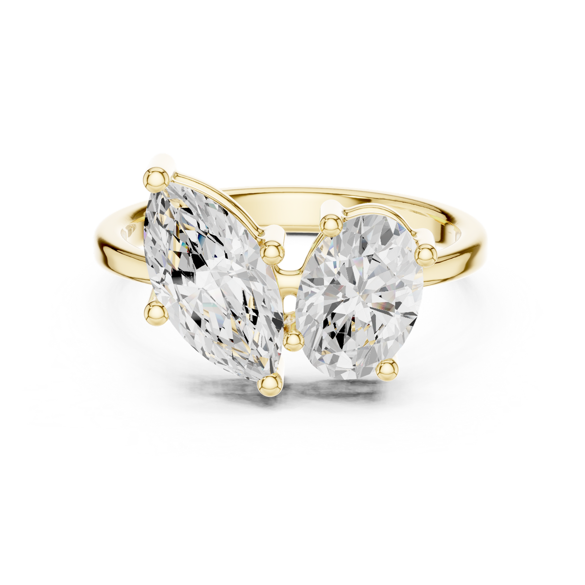 14K Solid Gold Lab Diamond Cluster Ring, Yellow Gold