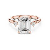 Gold Ring DDLR-164, Emerald center stone, Rose Gold, view 4