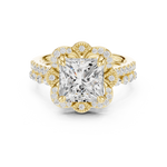 Gold Ring DDLR-442, Princess center stone, Yellow Gold, view 4