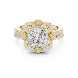 Gold Ring DDLR-442, Princess center stone, Yellow Gold, view 4