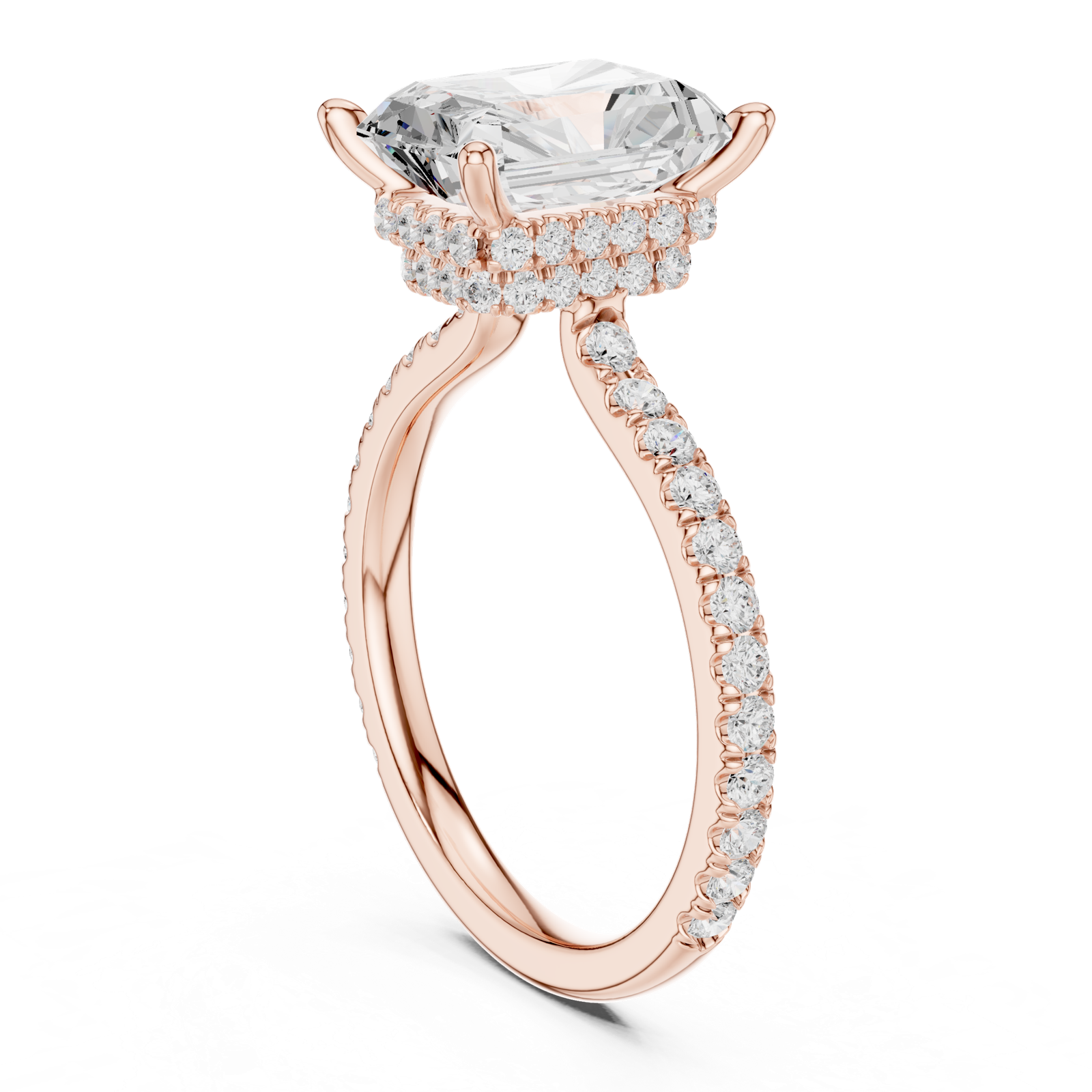 Gold Ring DDLR-171-R00865, Radiant center stone, Rose Gold, view 1