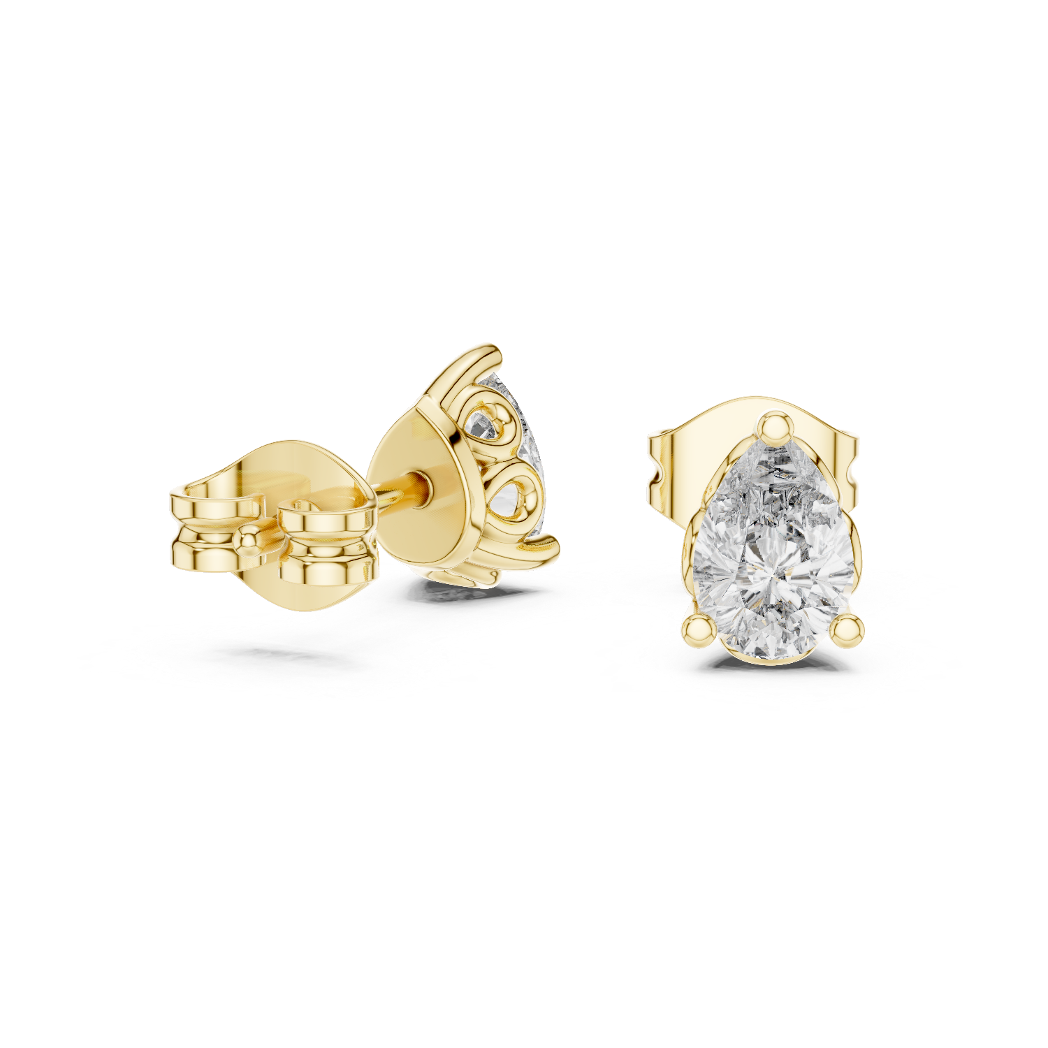 14K Solid Gold Lab Diamond Stud Earrings, Yellow Gold, view 1