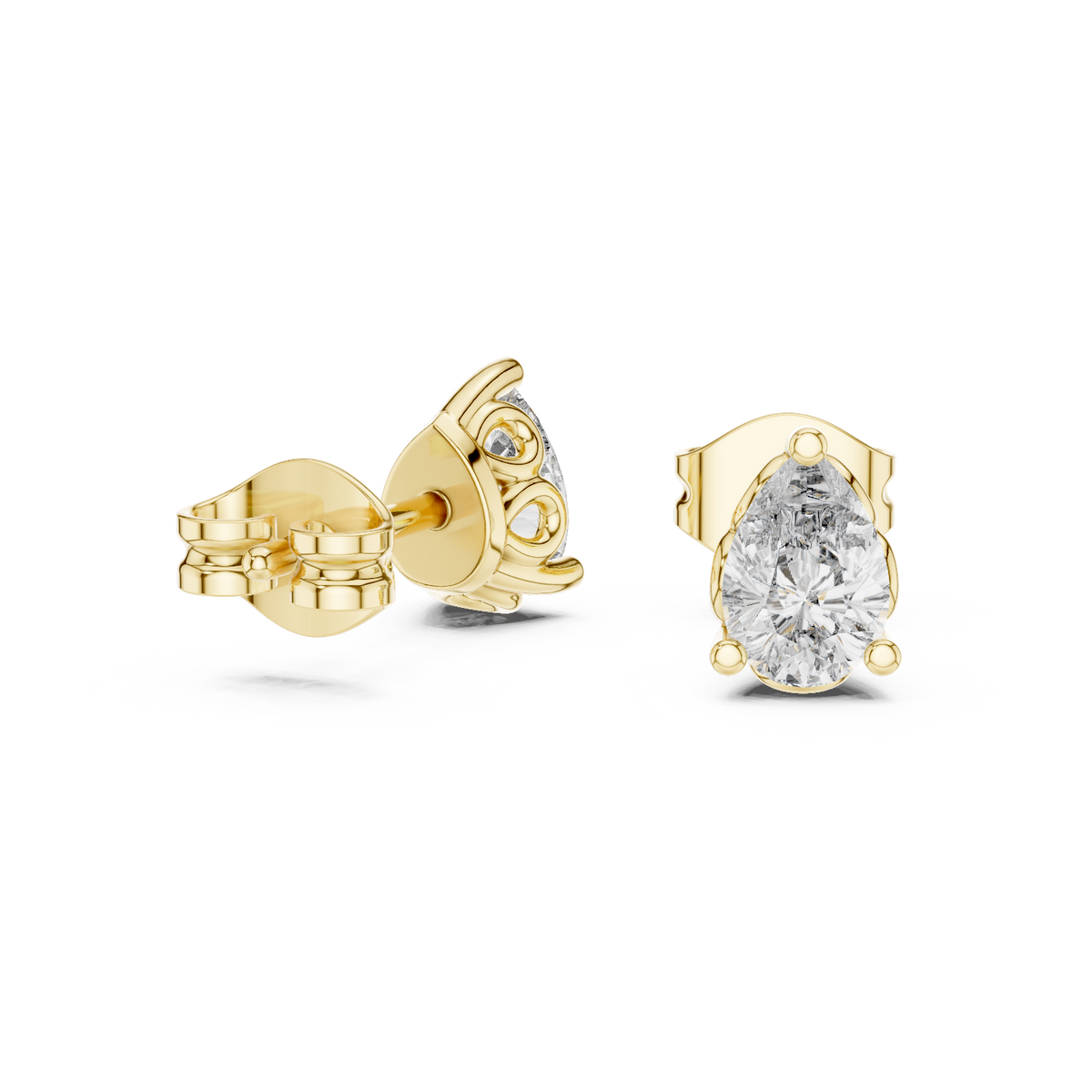 14K Solid Gold Lab Diamond Stud Earrings, Yellow Gold, view 1