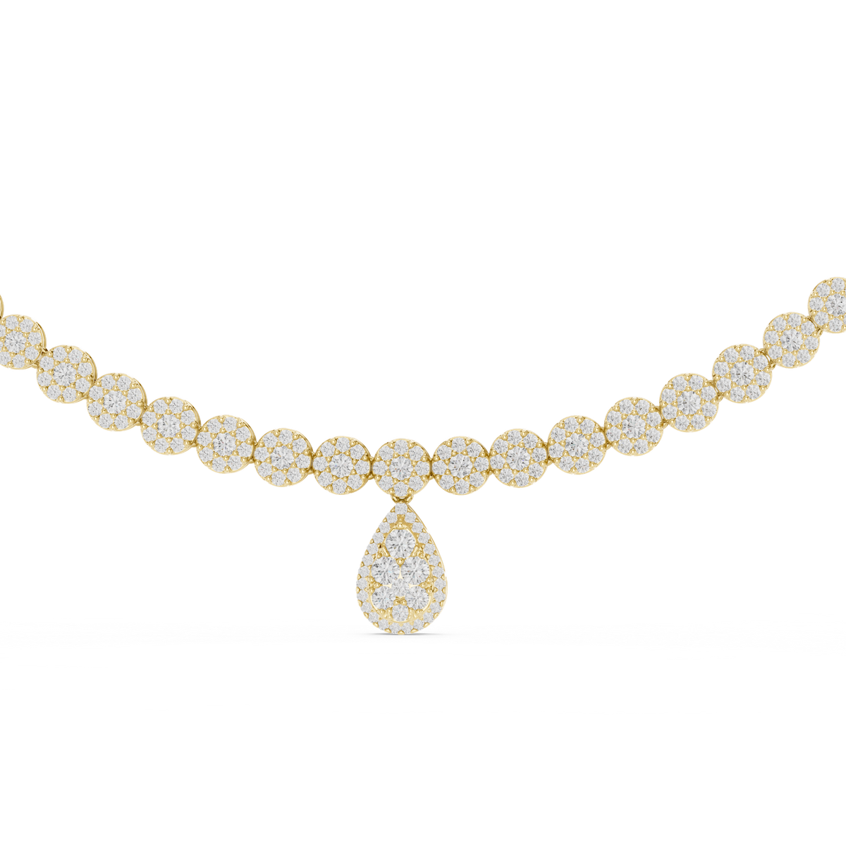 14K Solid Gold Lab Diamond Tennis Necklace, Yellow Gold, view 4