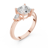 Gold Jewelry, Cushion center stone, Rose Gold, view 2