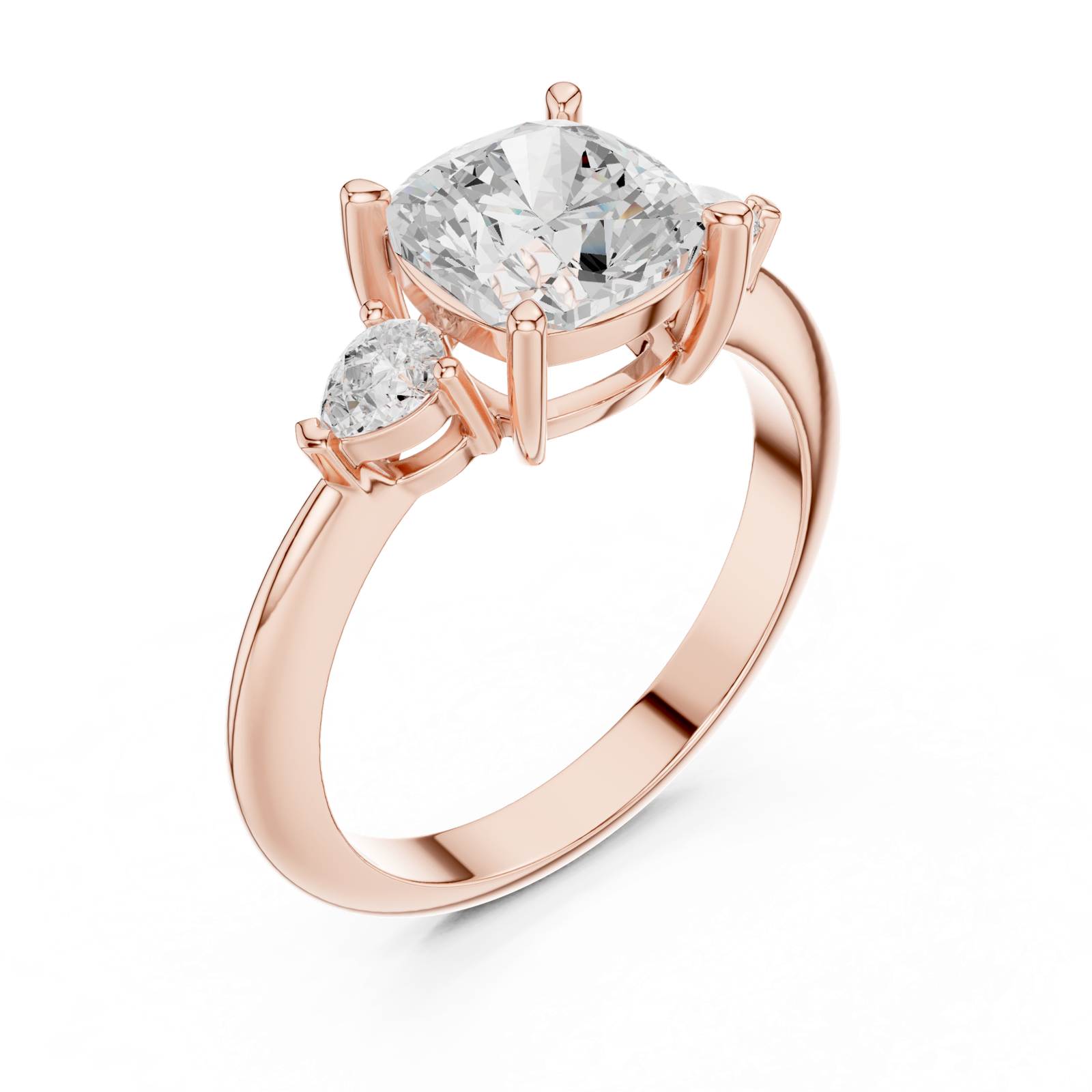 Gold Jewelry, Cushion center stone, Rose Gold, view 2