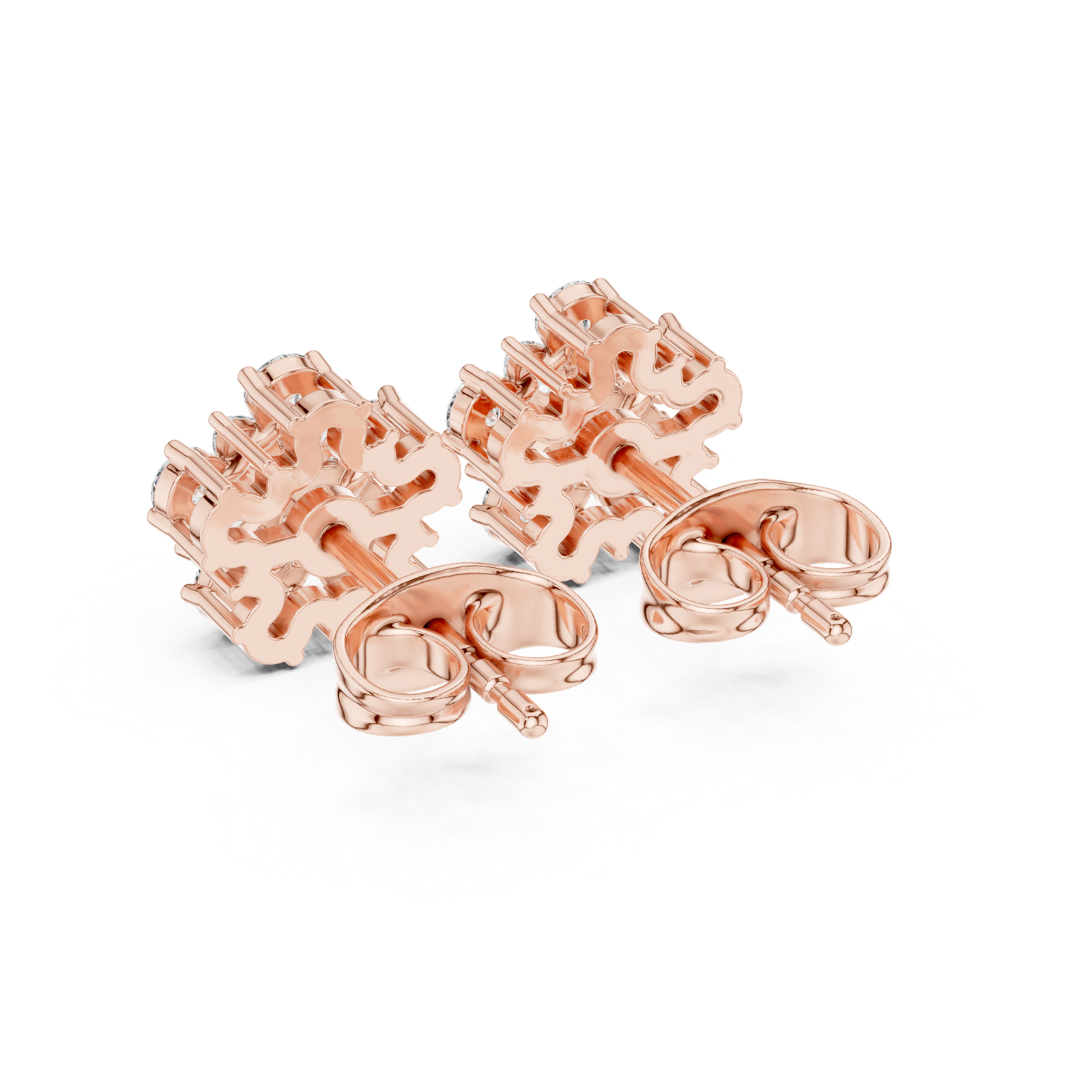 Gold Earrings AGDER-311, Rose Gold, view 3