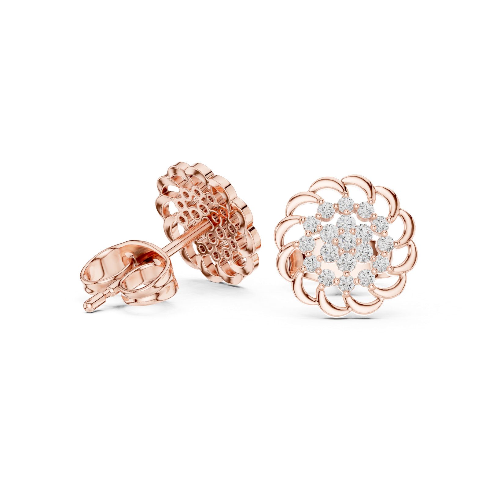 Gold Earrings 9-10087E, Rose Gold, view 1