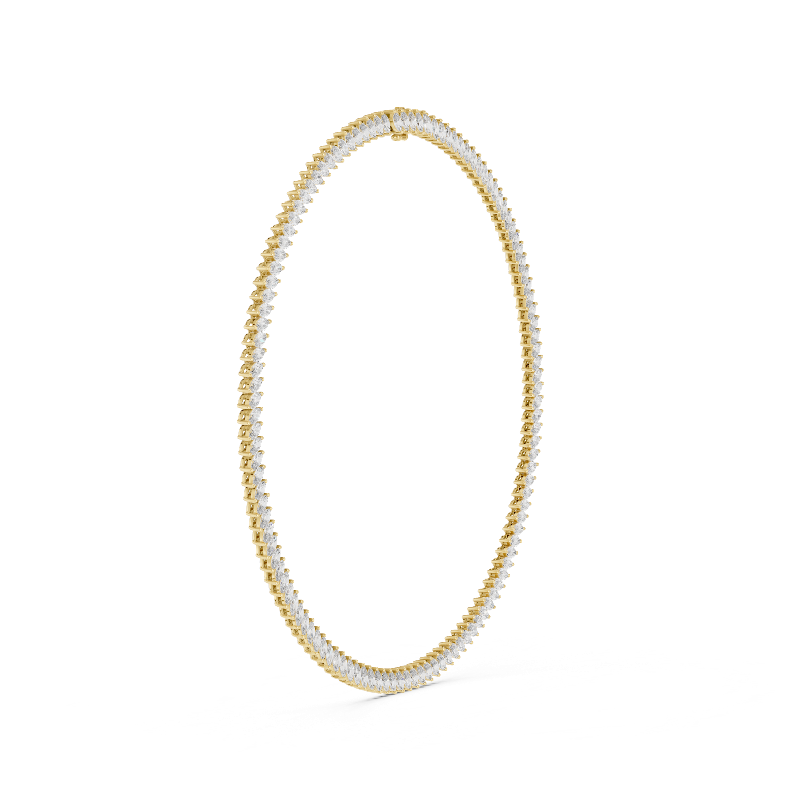 14K Solid Gold Lab Diamond Tennis Necklace, Yellow Gold, view 3