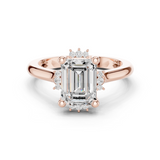 Gold Jewelry, Emerald center stone, Rose Gold