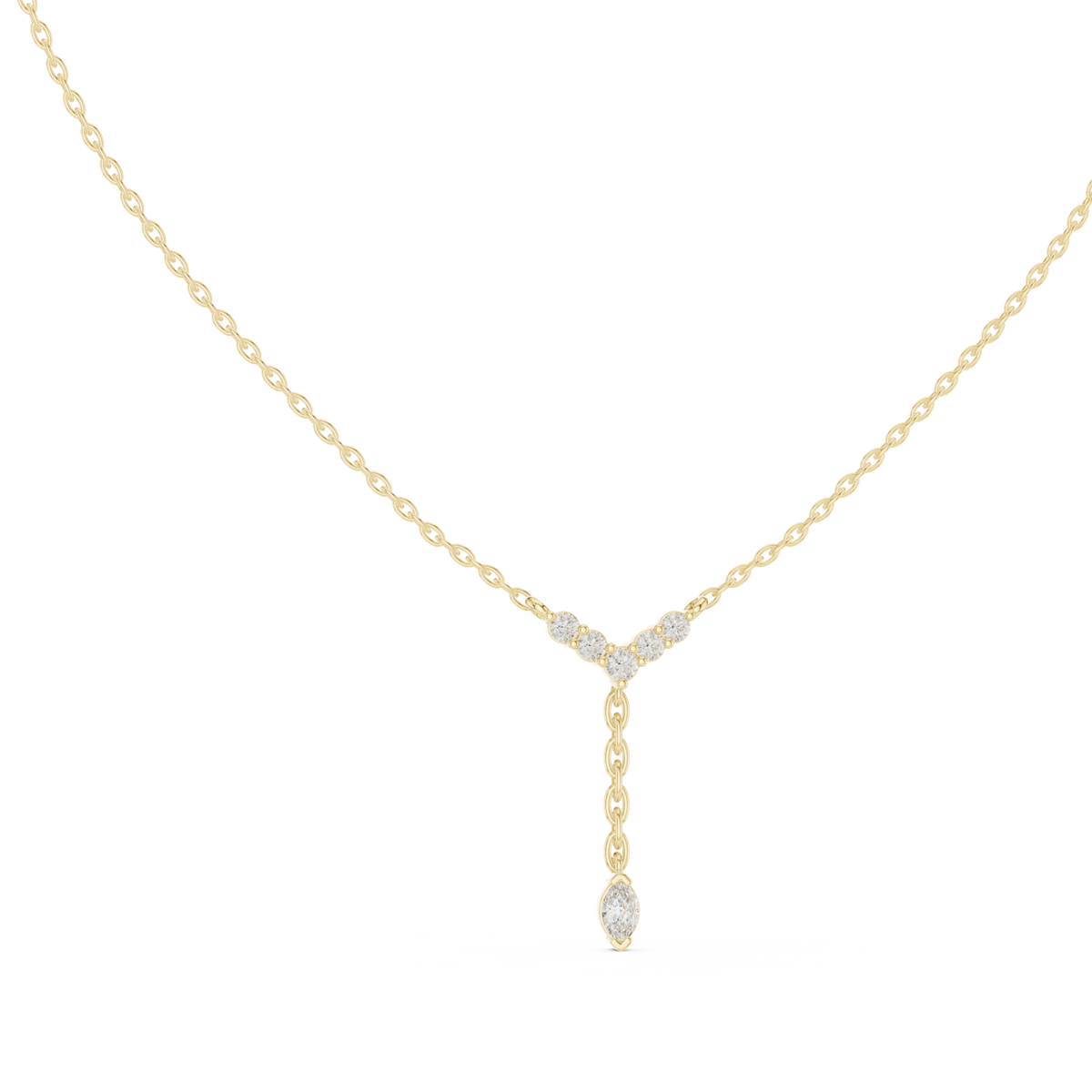 14K Solid Gold Lab Diamond Pendant Necklace, Yellow Gold, view 1