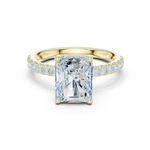 Gold Ring DDLR-161, Radiant center stone, Yellow Gold
