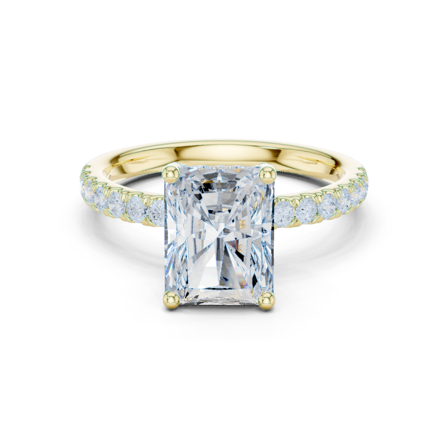 Gold Ring DDLR-161, Radiant center stone, Yellow Gold