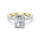 Gold Ring DDLR-161, Radiant center stone, Yellow Gold