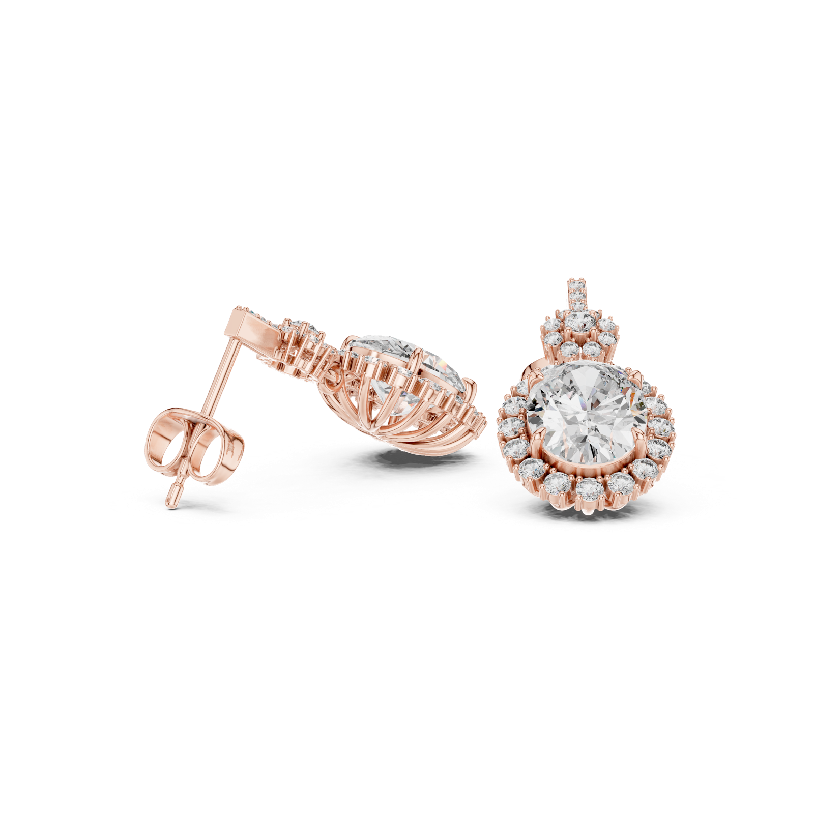 Gold Earrings 3-10016E_136, Rose Gold, view 1