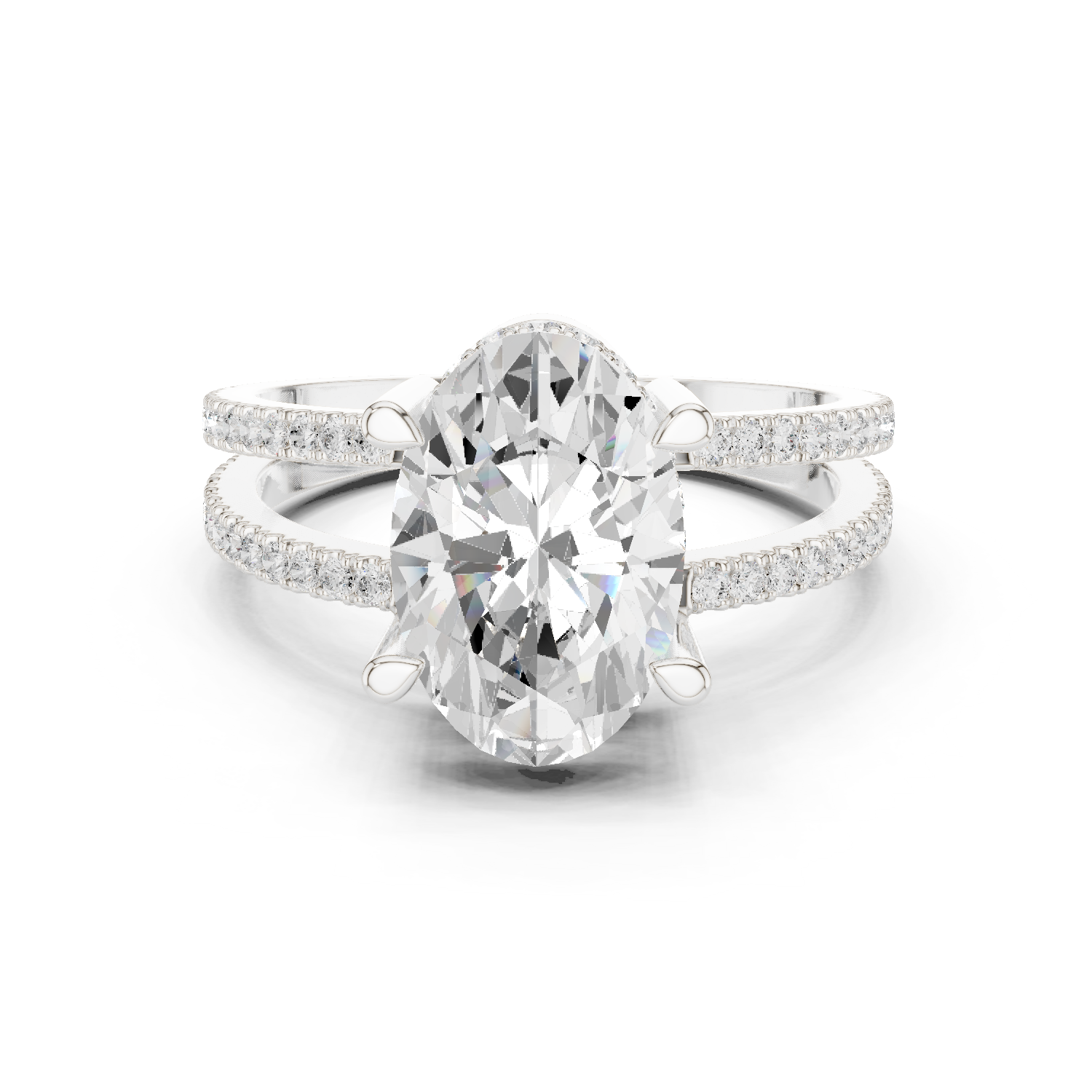 Gold Jewelry L36-13, Oval center stone, White Gold