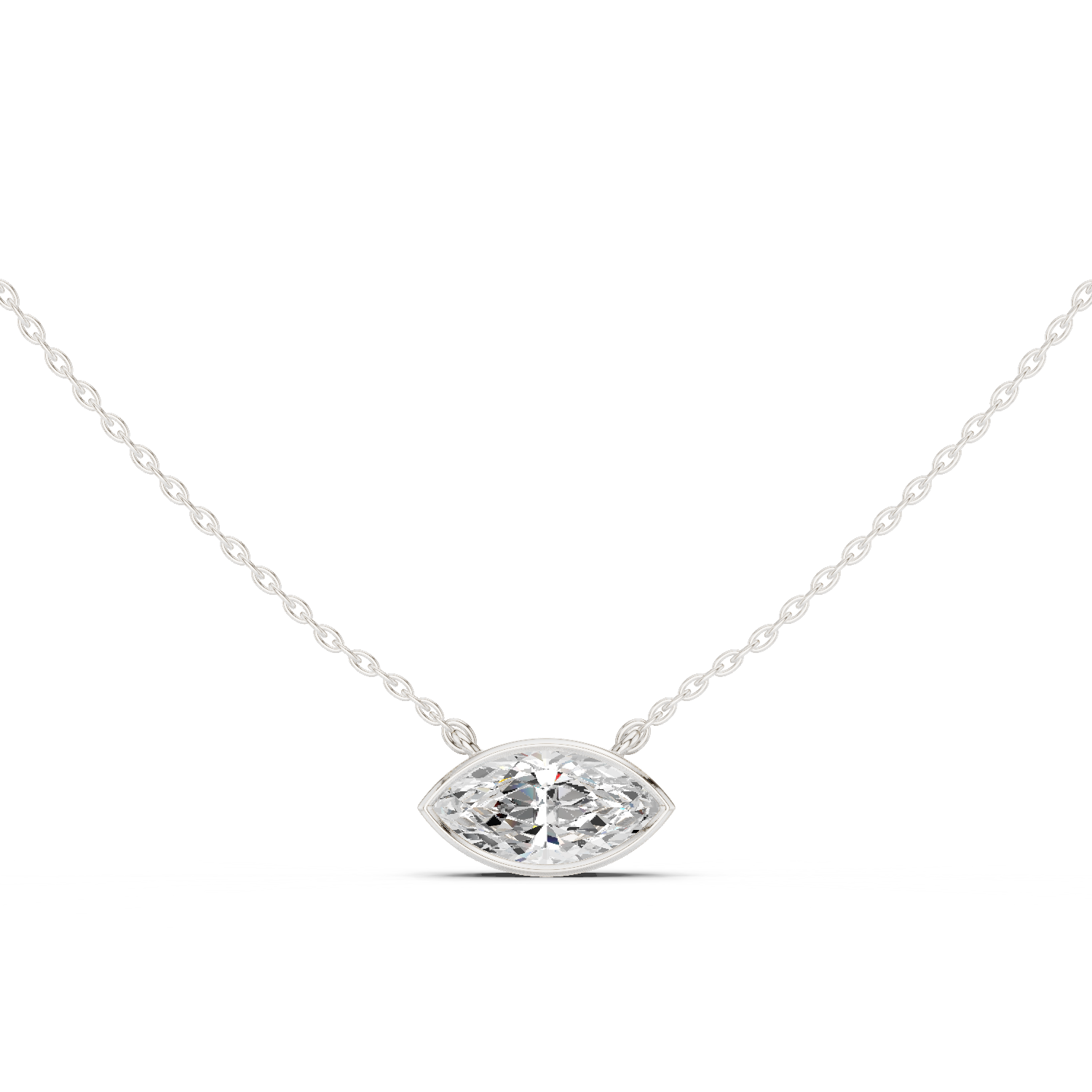 Gold Jewelry DDPO-007, Marquise center stone, White Gold