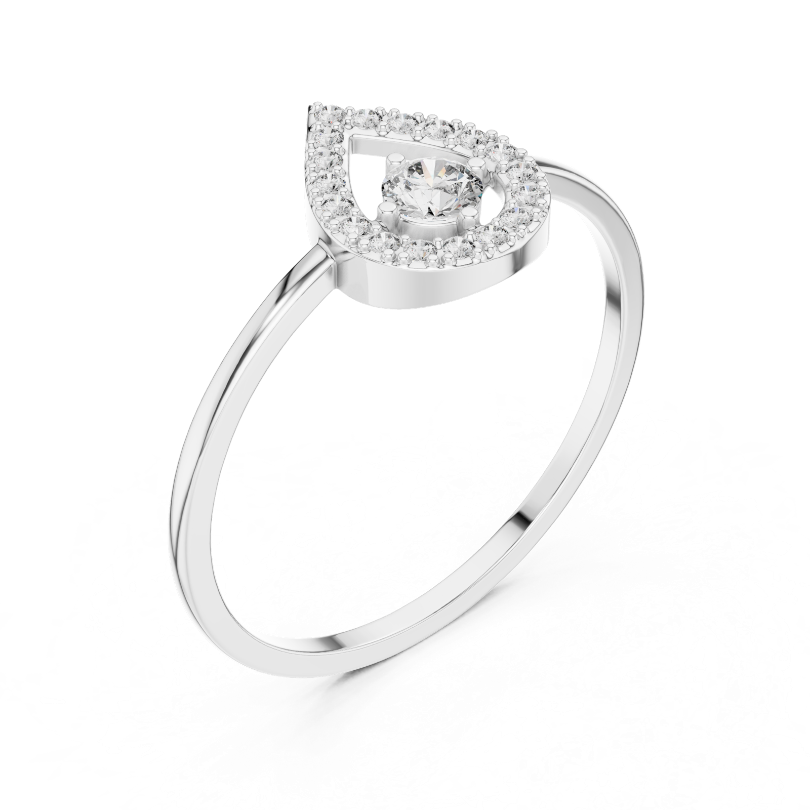 Gold Ring DR-6161, White Gold, view 2