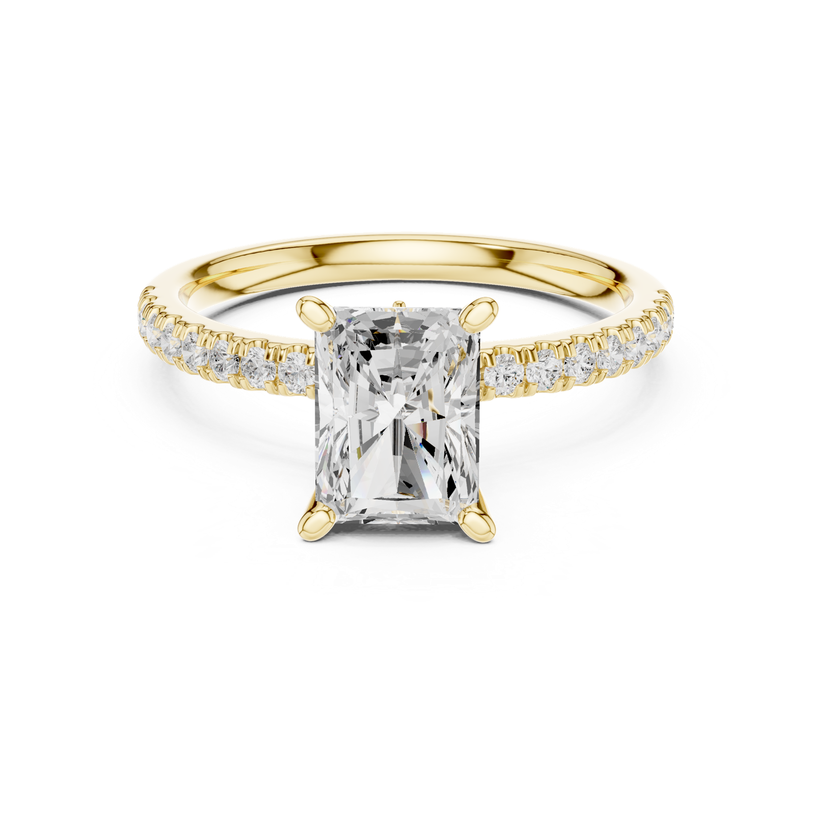 Gold Ring DDLR-256, Radiant center stone, Yellow Gold, view 4
