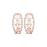 14K Solid Gold Lab Diamond Cluster Earrings, Rose Gold