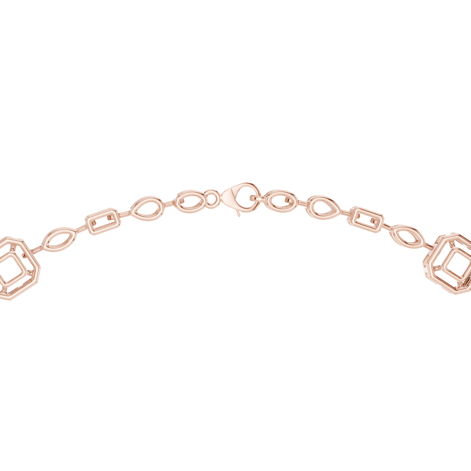14K Solid Gold Lab Diamond Station Necklace, Rose Gold, view 4