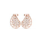 14K Solid Gold Lab Diamond Leaf Cluster Earrings, Rose Gold