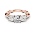 Gold Ring DDLR-044, Cushion center stone, Rose Gold