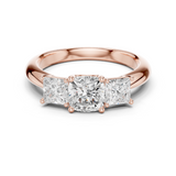 Gold Ring DDLR-044, Cushion center stone, Rose Gold