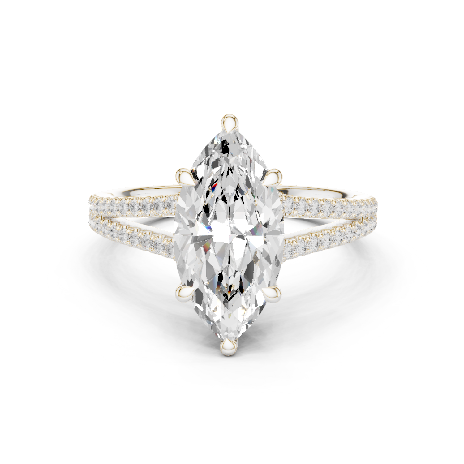 Gold Ring DDLR-252, Marquise center stone, White Gold