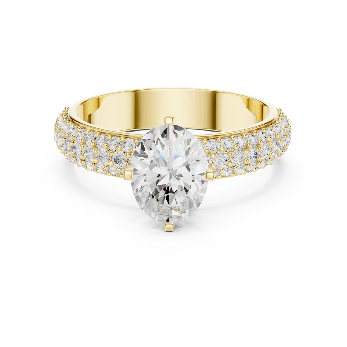 14K Solid Gold Lab Diamond Solitaire Ring, Yellow Gold